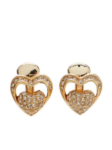 Christian Dior Pre-Owned aretes con motivo de corazón y detalles de strass