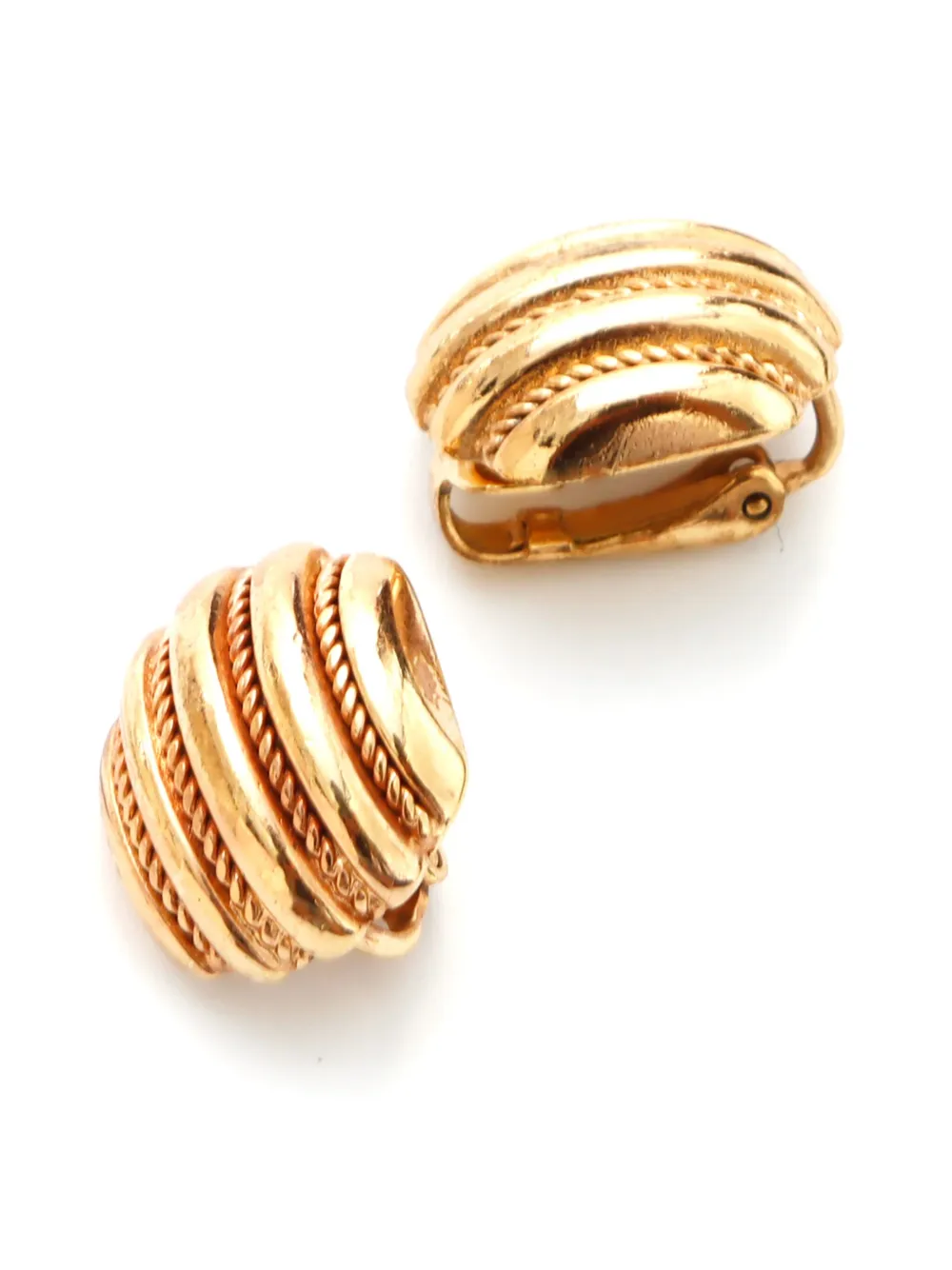 Pre-owned Dior Chain-embellished Clip-on Earrings In Gold