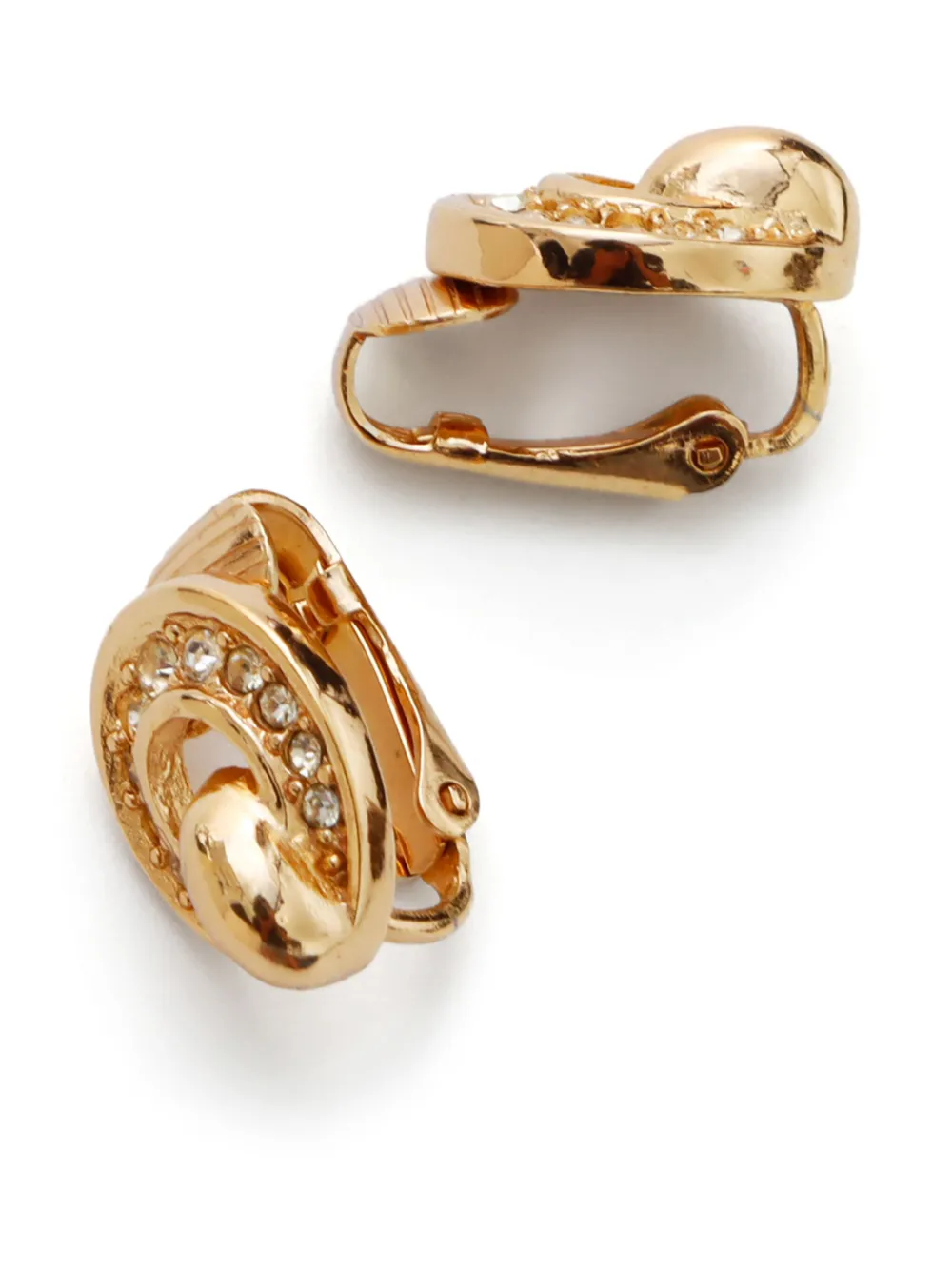 Pre-owned Dior Rhinestone-embellished Earrings In Gold