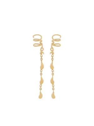 Chloé クロエ リーフチャームピアス ゴールド ラインストーン Chloé クロエ リーフチャームピアス ゴールド ラインストーン