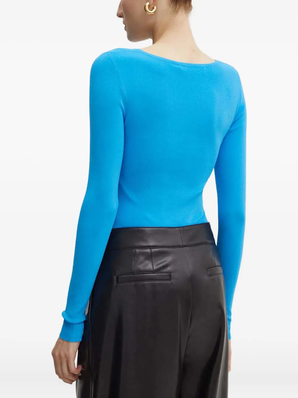 Karl Lagerfeld Top met lange mouwen en logo-jacquard Blauw