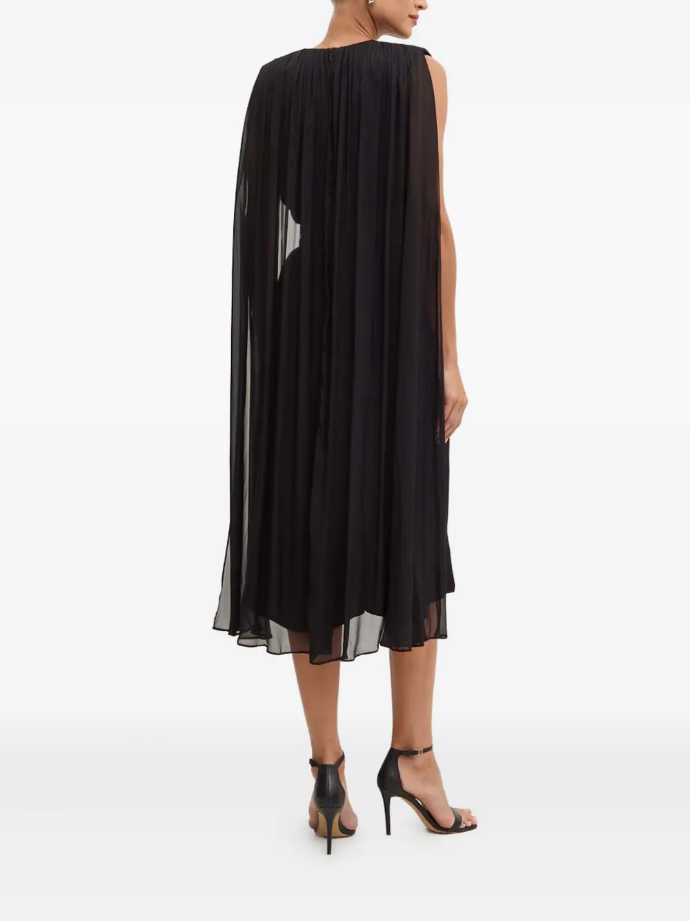 Karl Lagerfeld Midi-jurk met cape en V-hals - Zwart