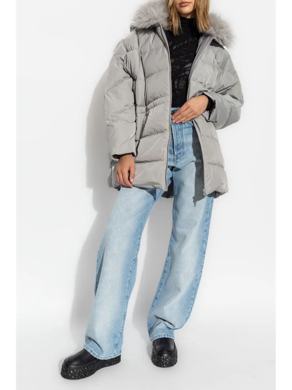 Yves Salomon zipped down jacket - Grijs