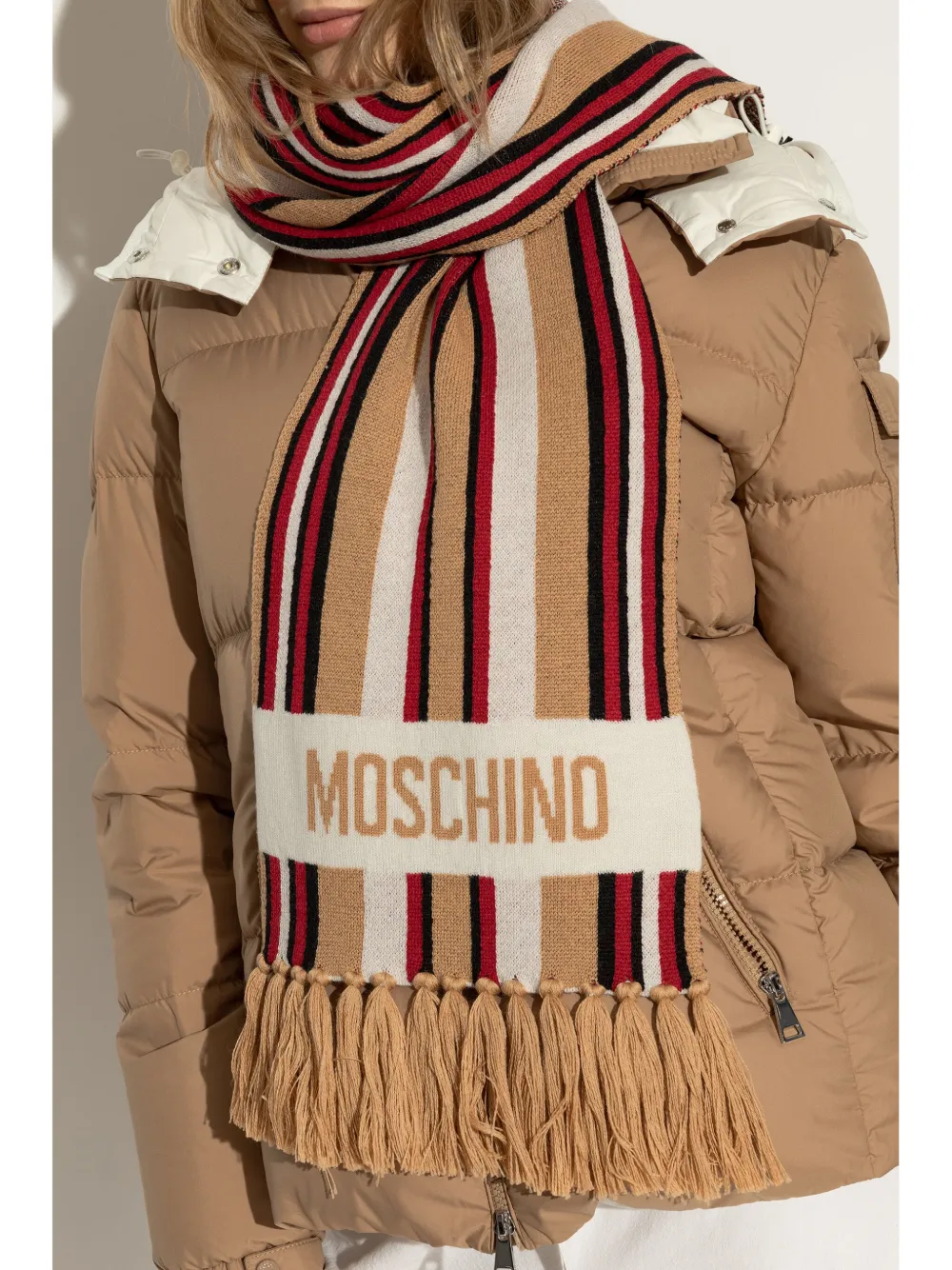 Moschino logo-intarsia striped wool scarf - 003 MULTICOLOR