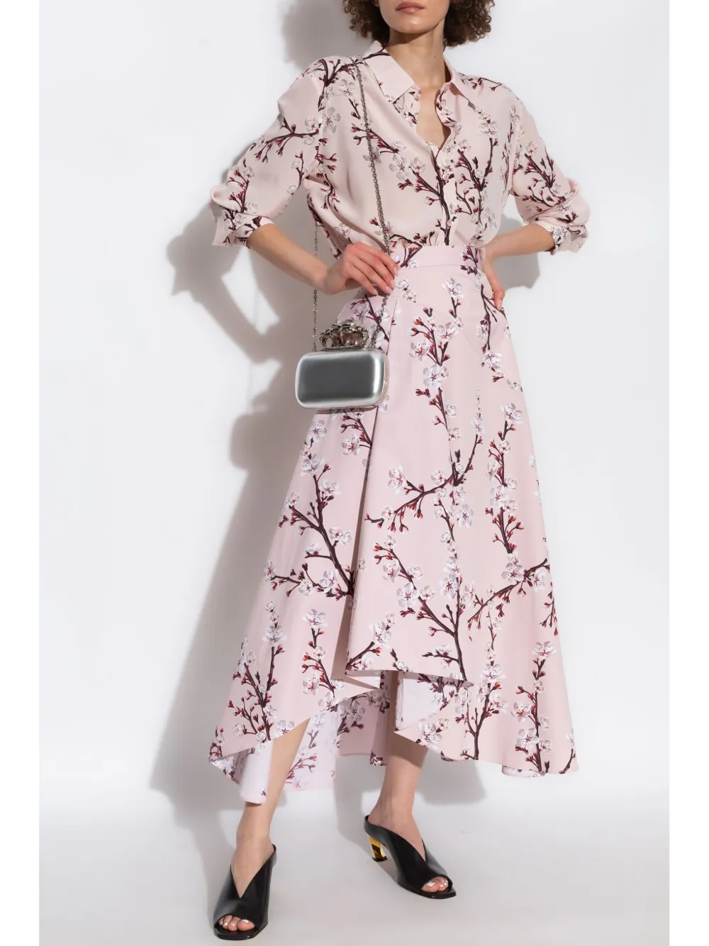 Alexander McQueen floral-print midi skirt - Roze