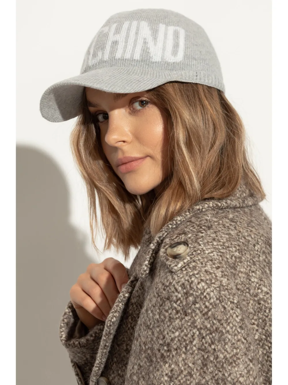 Moschino intarsia-knit logo cap - Grijs