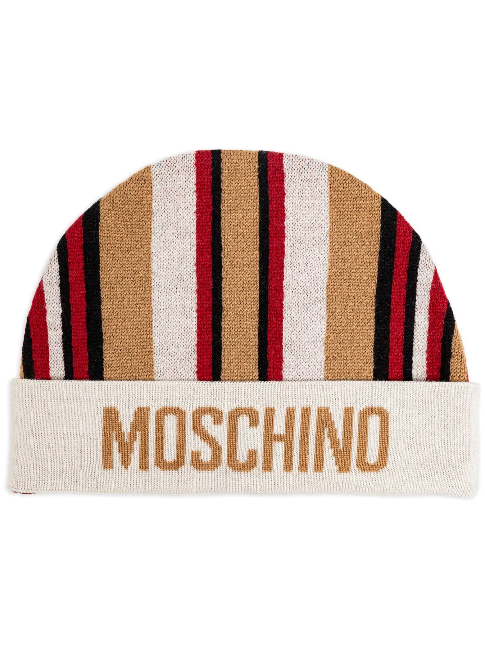 Moschino Gestreepte muts met logo-intarsia Beige