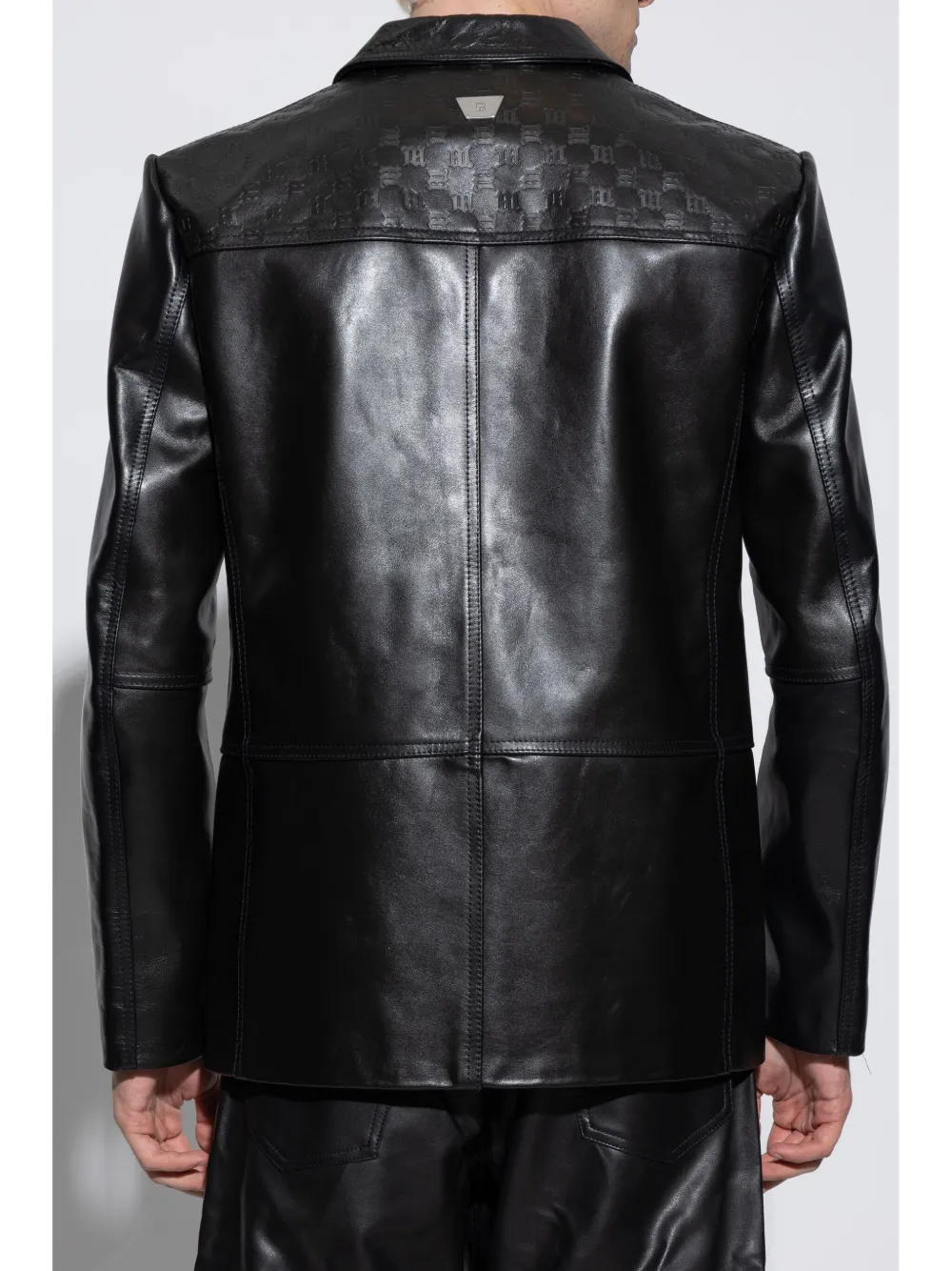 MISBHV Leren jack met monogram-reliëf Zwart