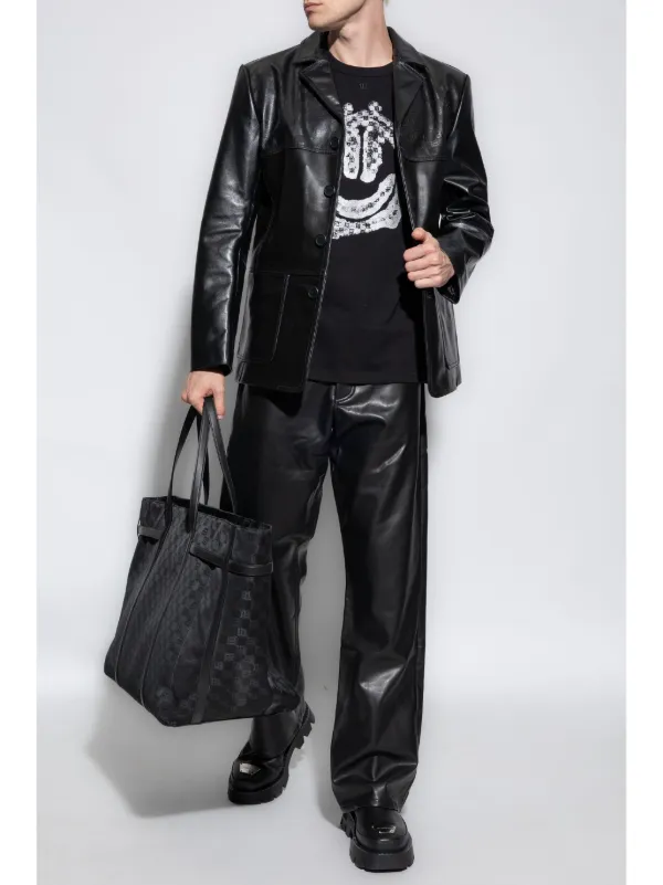MISBHV Veste En Cuir a Motif Monogramme Noir FARFETCH TN