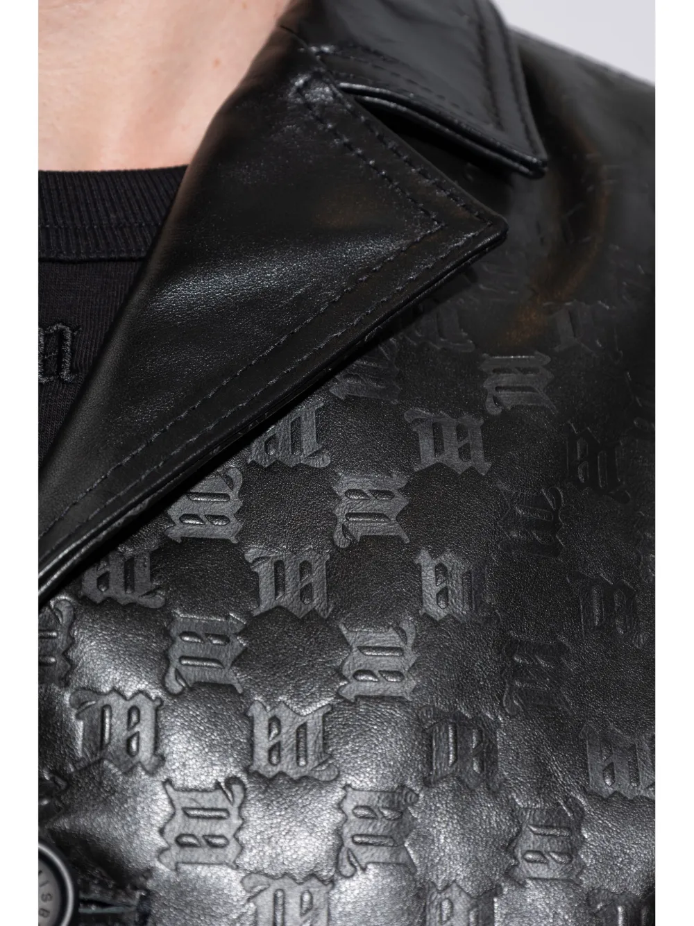 MISBHV Leren jack met monogram-reliëf Zwart