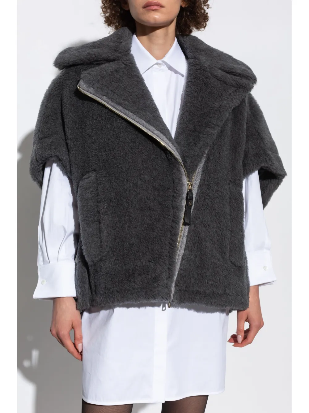 Max Mara Zip-fastening Cape In Grau