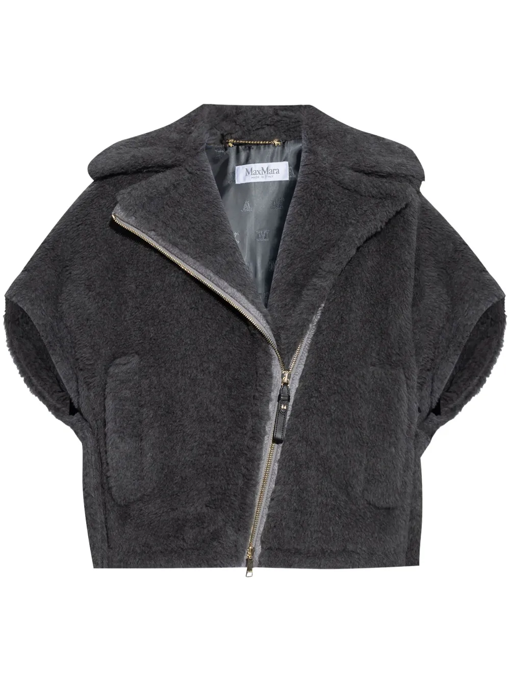 Max Mara Zip-fastening Cape In Grau