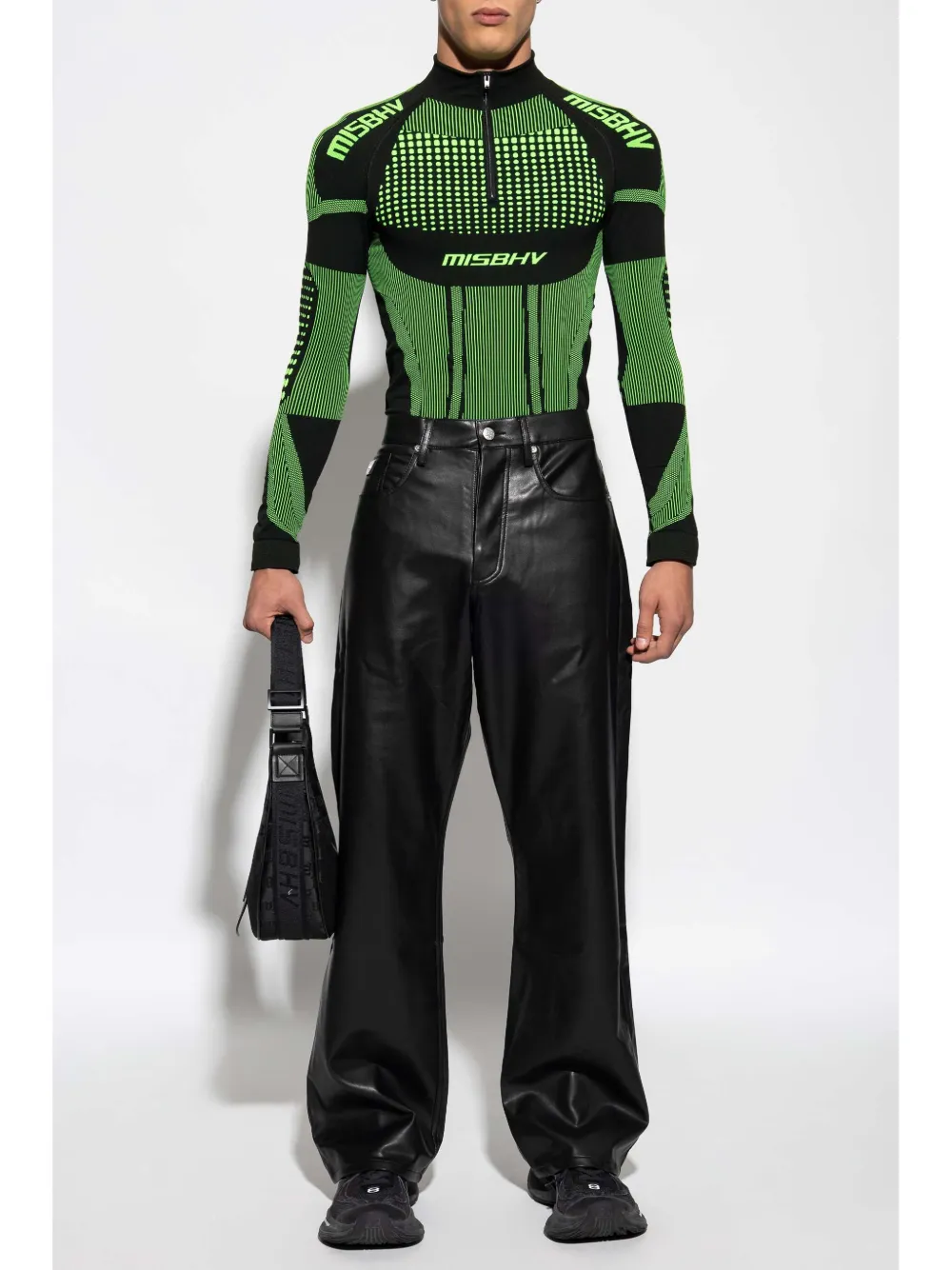 MISBHV faux-leather loose pants - Zwart