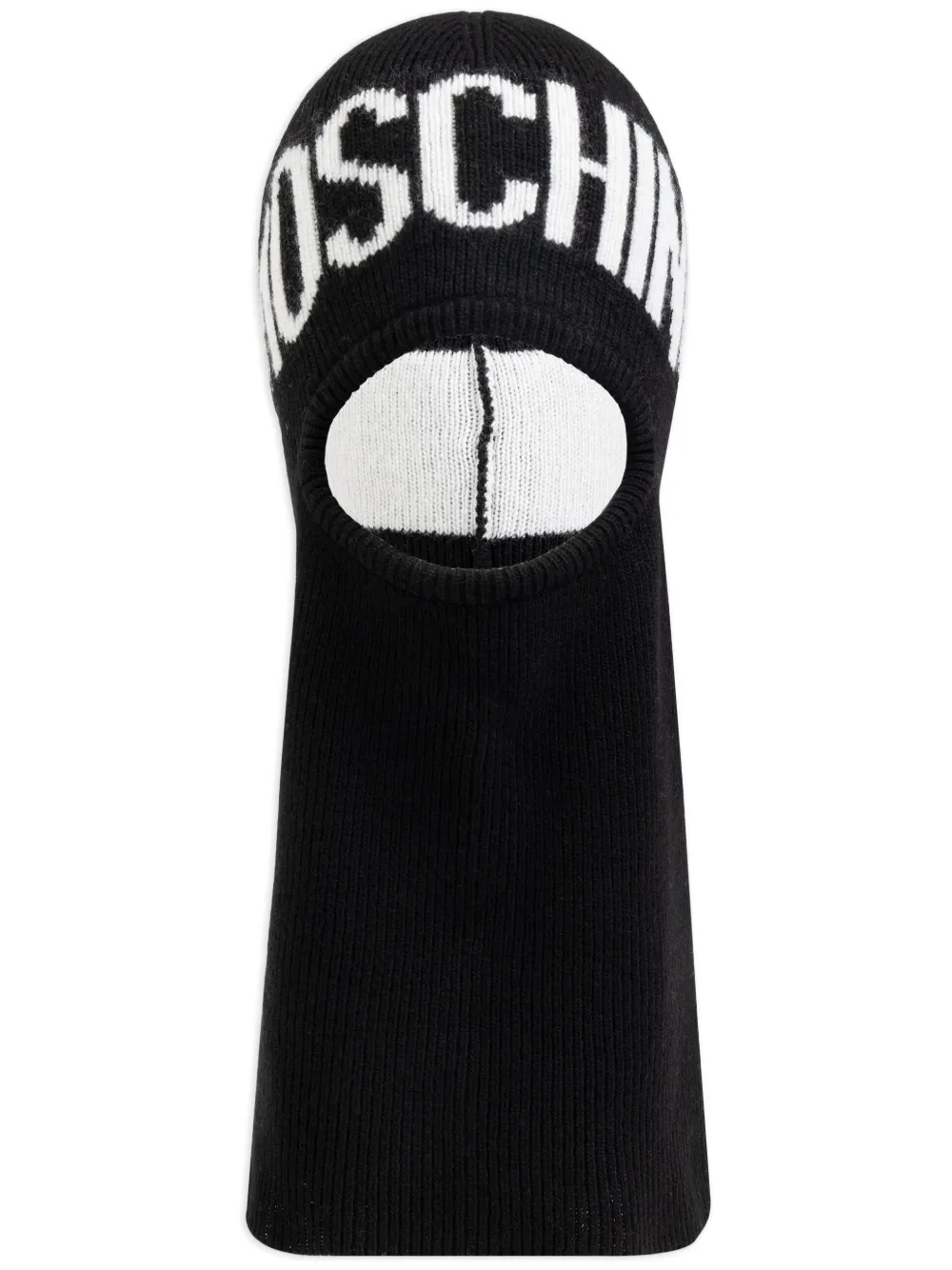 Moschino Logo Intarsia Knit Balaclava In Black