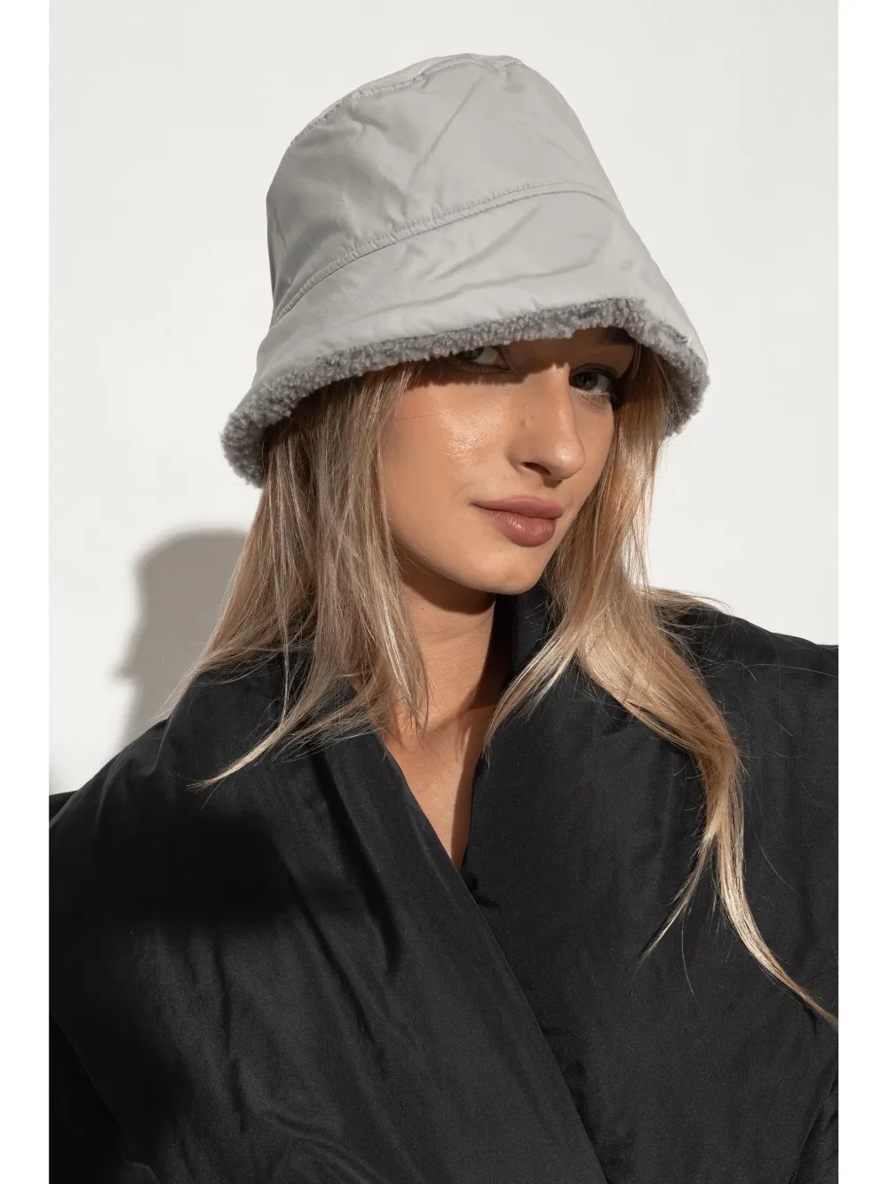 Yves Salomon fur-trim bucket hat - Grijs