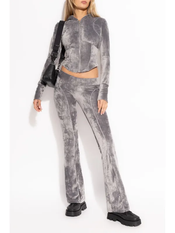 MISBHV rhinestone logo Cropped Hoodie Grey FARFETCH AO