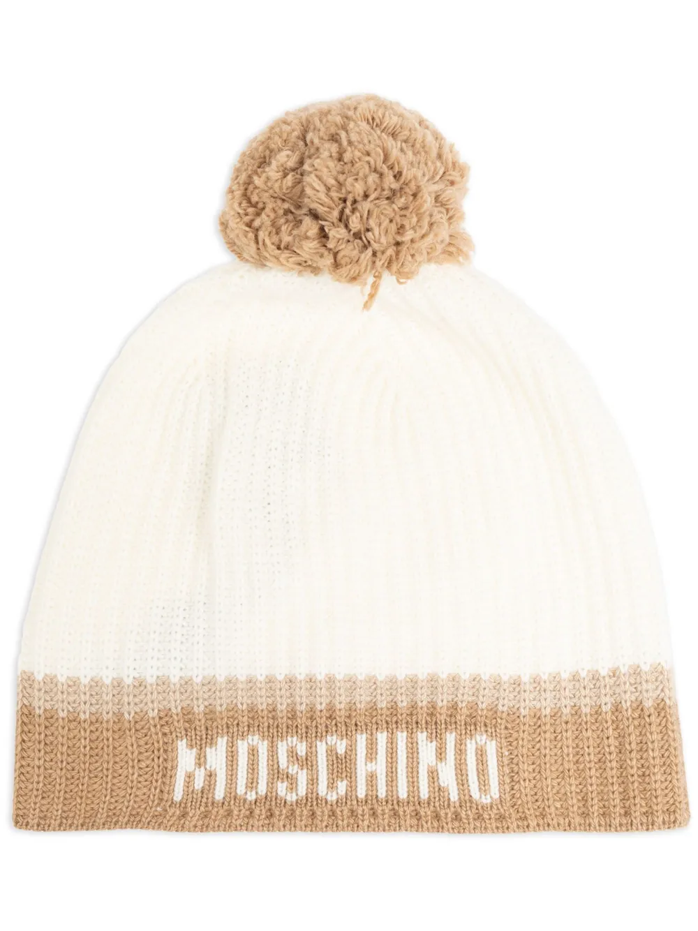 Moschino Intarsia muts met logo Wit