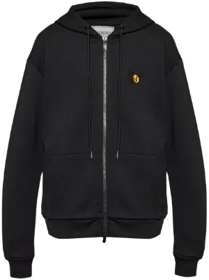 Giorgio Armani logo-embroidered zip-up Hoodie | Blue | FARFETCH