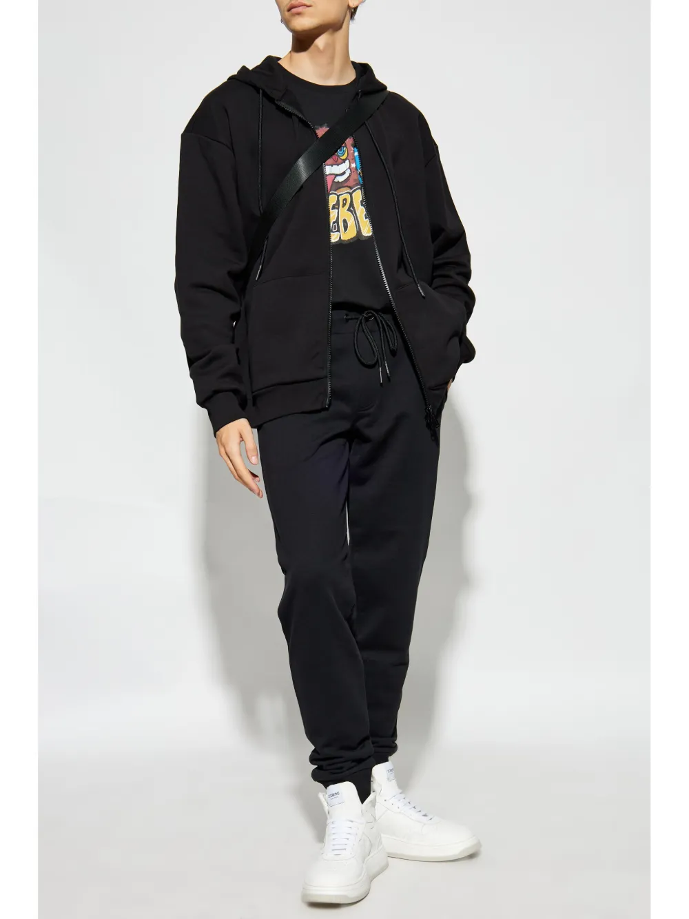 Iceberg logo-embroidered cotton hoodie - Zwart