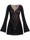 MISBHV lace-overlay flared-sleeves dress - Black