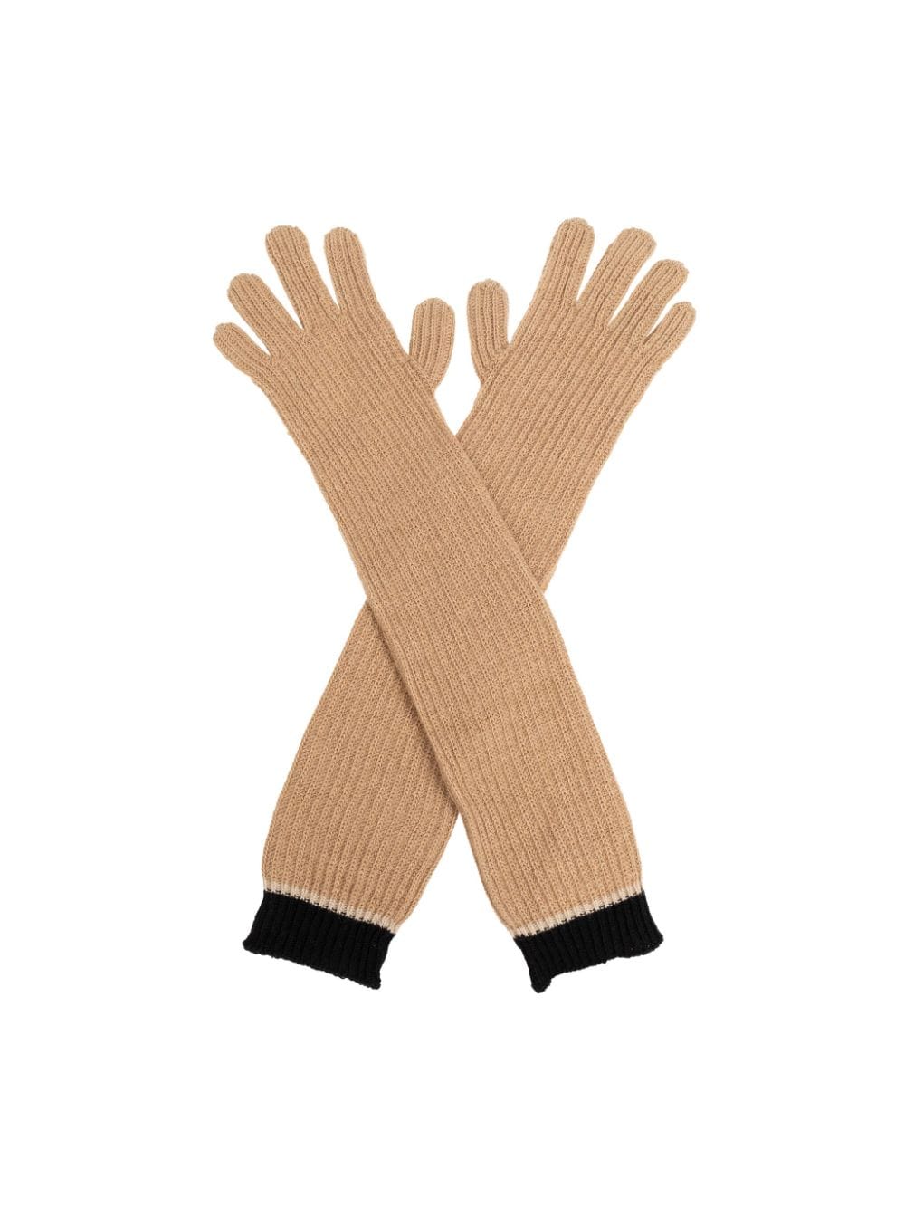 Shop Moschino Two-tone Ribbed Knit Gloves In Neutrals