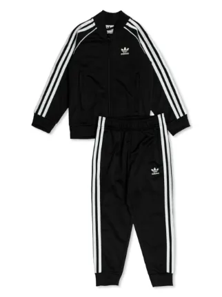 Adidas Kids logo embroidered Tracksuit Set Black FARFETCH MY