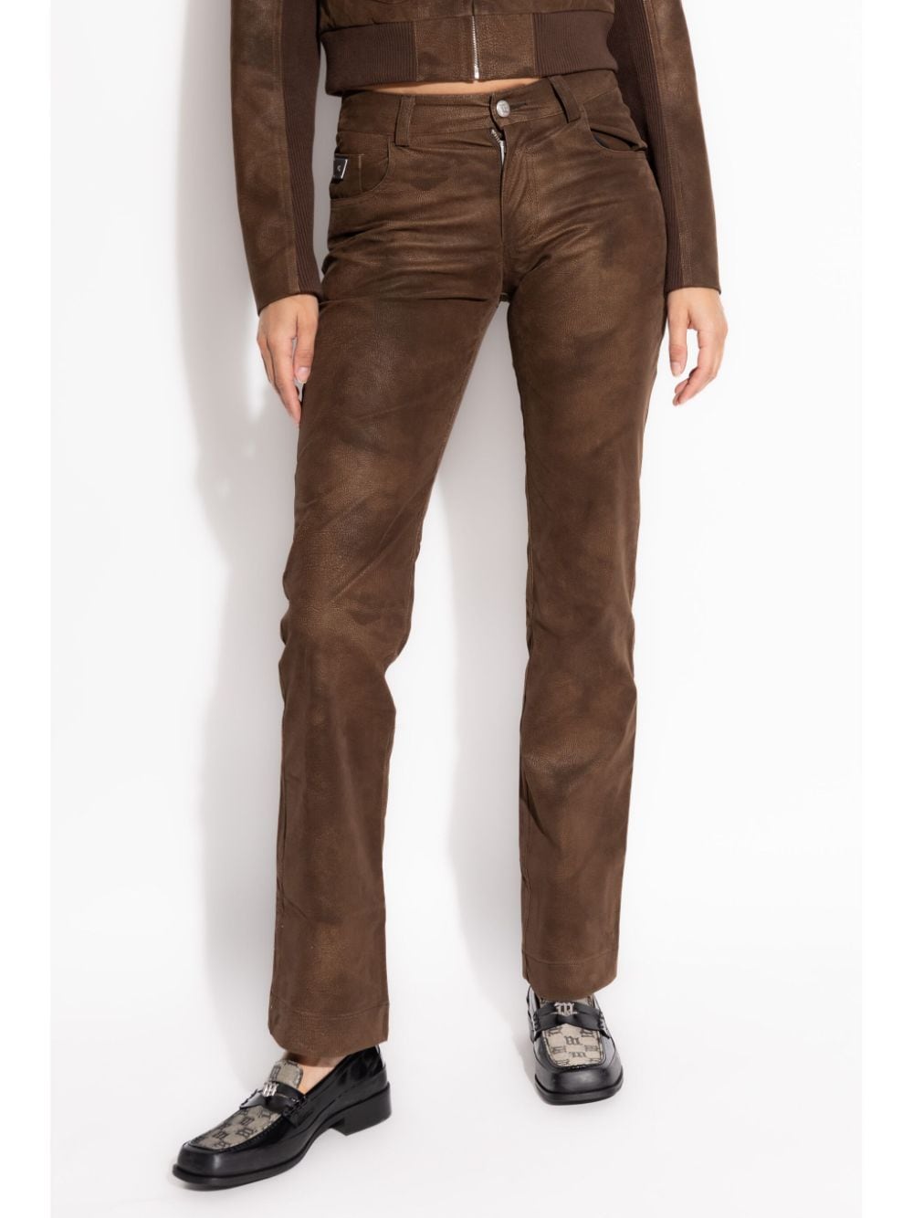 Shop Misbhv Logo-plaque Tapered Trousers In Braun