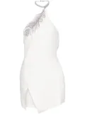 David Koma crystal-feather one shoulder mini dress - White