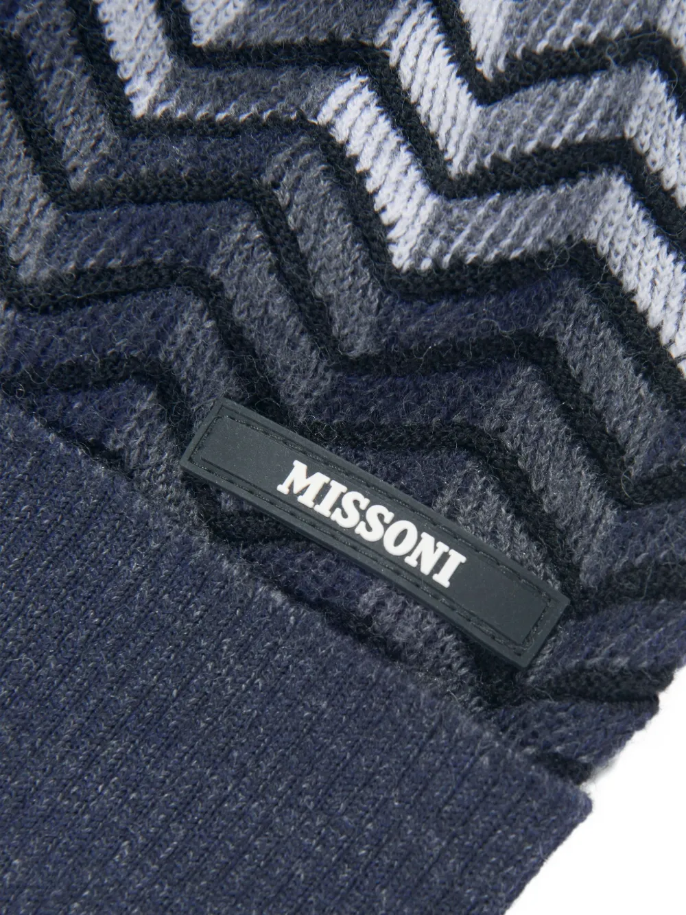 Missoni Kids Hoed met pompon en zigzag patroon Blauw