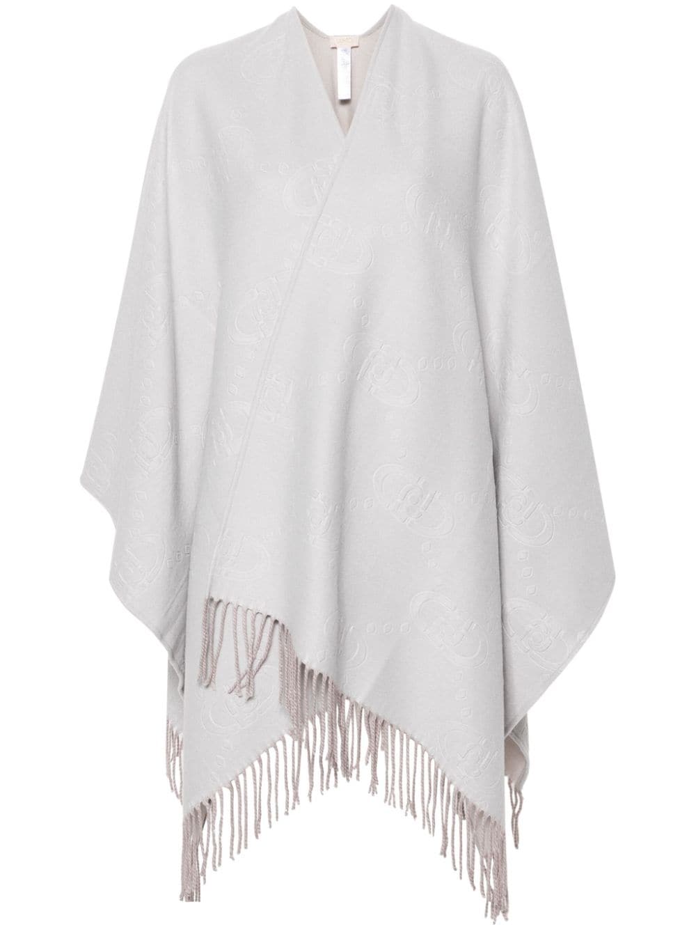 Shop Liu •jo Logo-jacquard Poncho In Grey