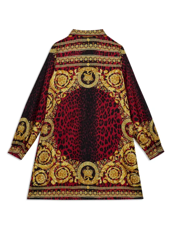Versace　ヴェルサーチ バロックプリント ワンピース Versace Kids バロックプリント ワンピース | レッド | FARFETCH JP
