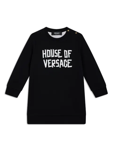 Versace Kids logo-print long sleeve dress