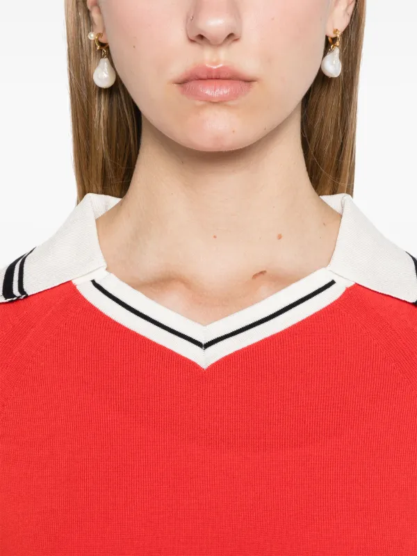 Wales Bonner Calm Polo Shirt | Red | FARFETCH
