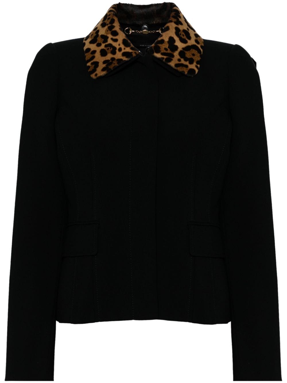 Shop Gucci Leopard-collar Jacket In Schwarz