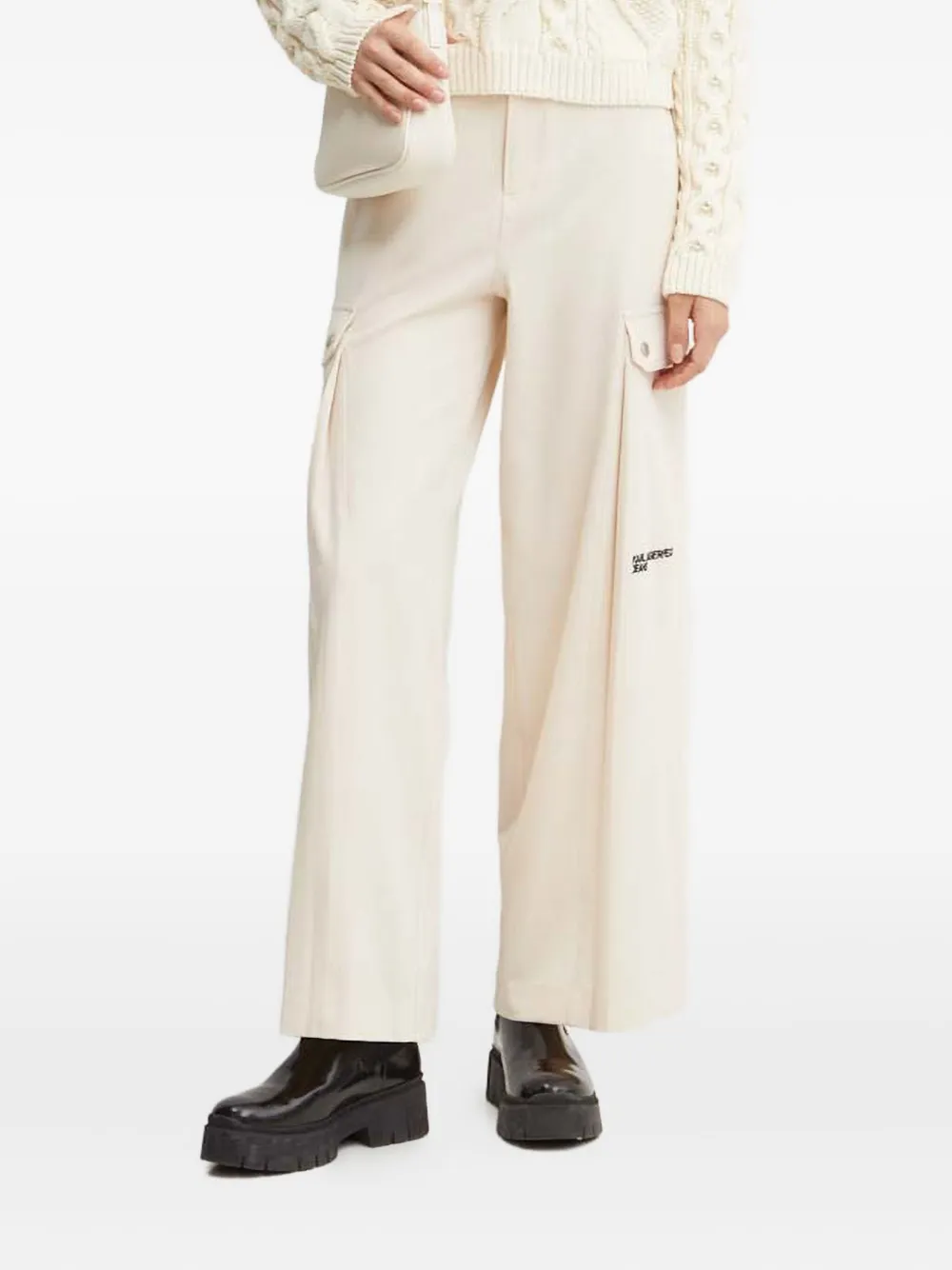 Karl Lagerfeld Jeans Logo-embroidered Cargo Pants In Neutral