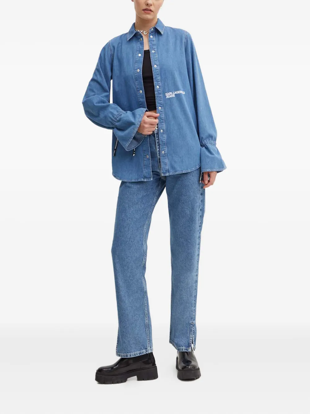 Karl Lagerfeld Jeans slit-detailed jeans - Blauw