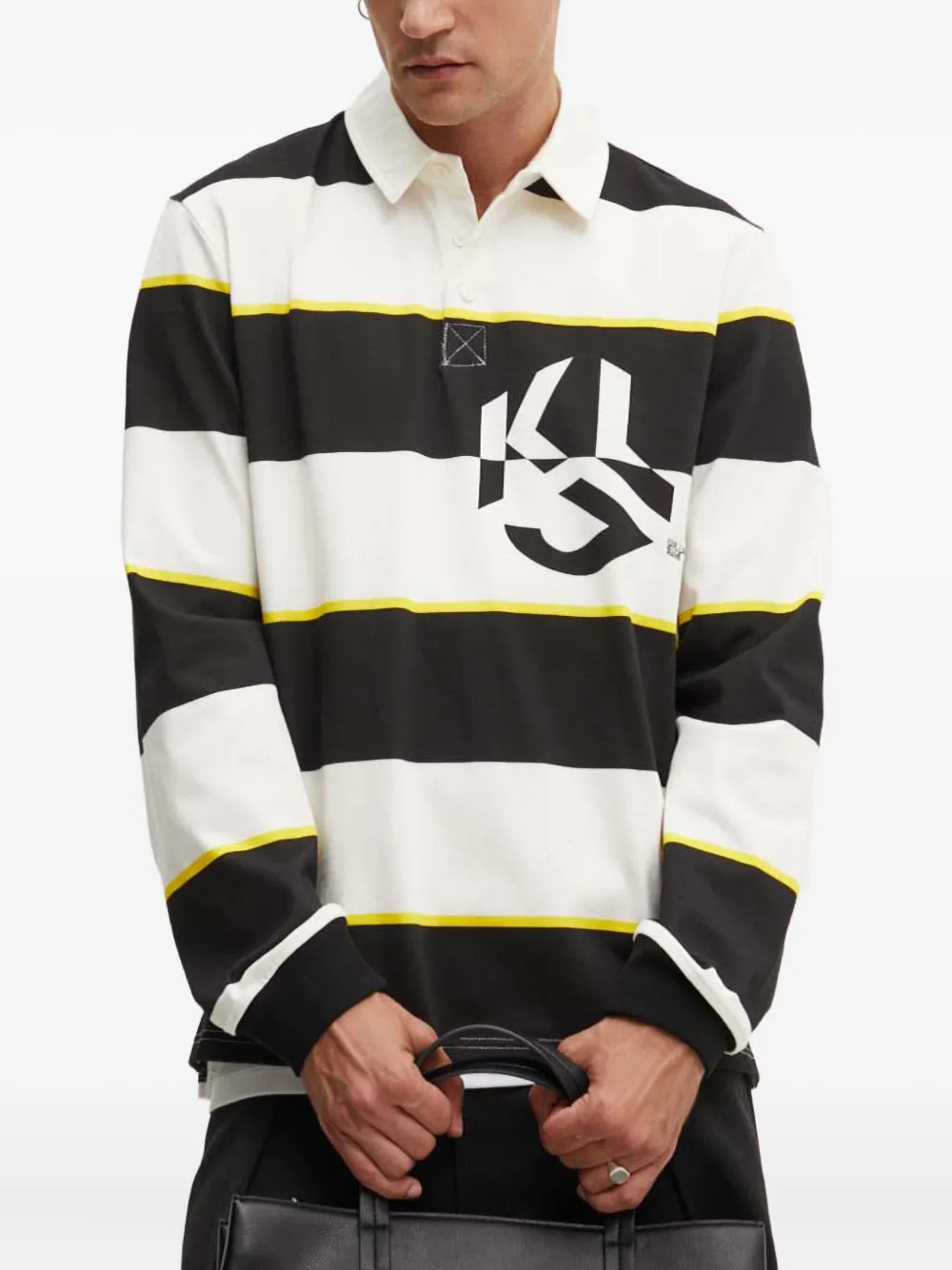 Karl Lagerfeld Jeans logo-print striped polo shirt - Bianco