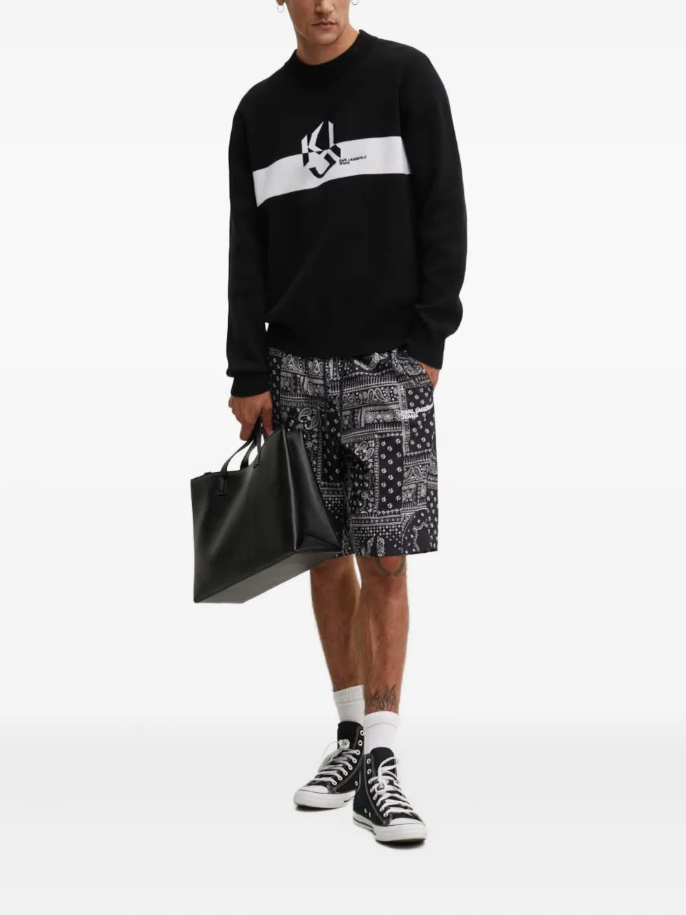 Karl Lagerfeld Jeans Sweater met logo jacquard - Zwart