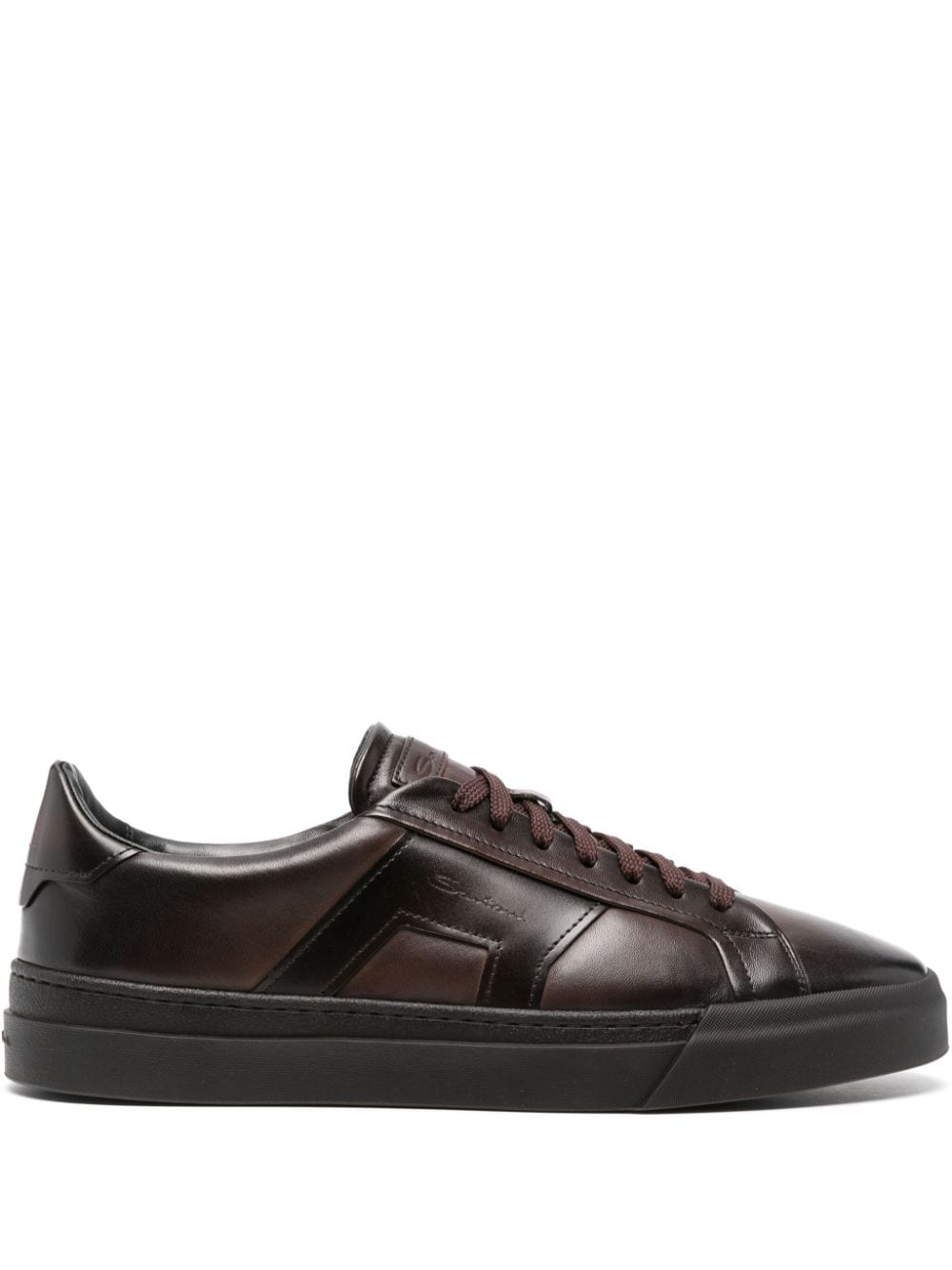 Shop Santoni Logo-debossed Sneakers In Brown