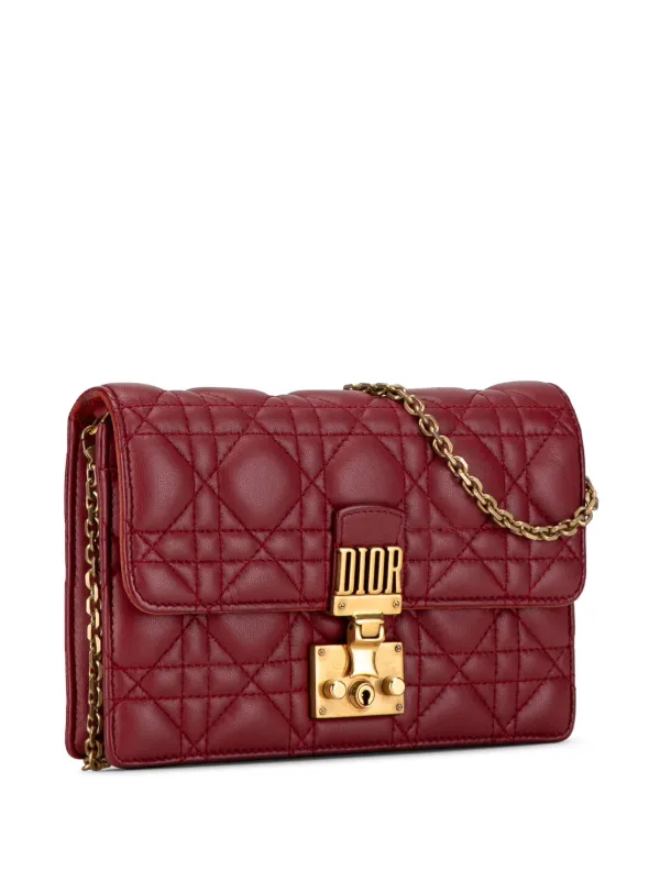 Christian Dior Pre Owned 2018 Lambskin Cannage DiorAddict Wallet On Chain Crossbody Bag Red FARFETCH ID