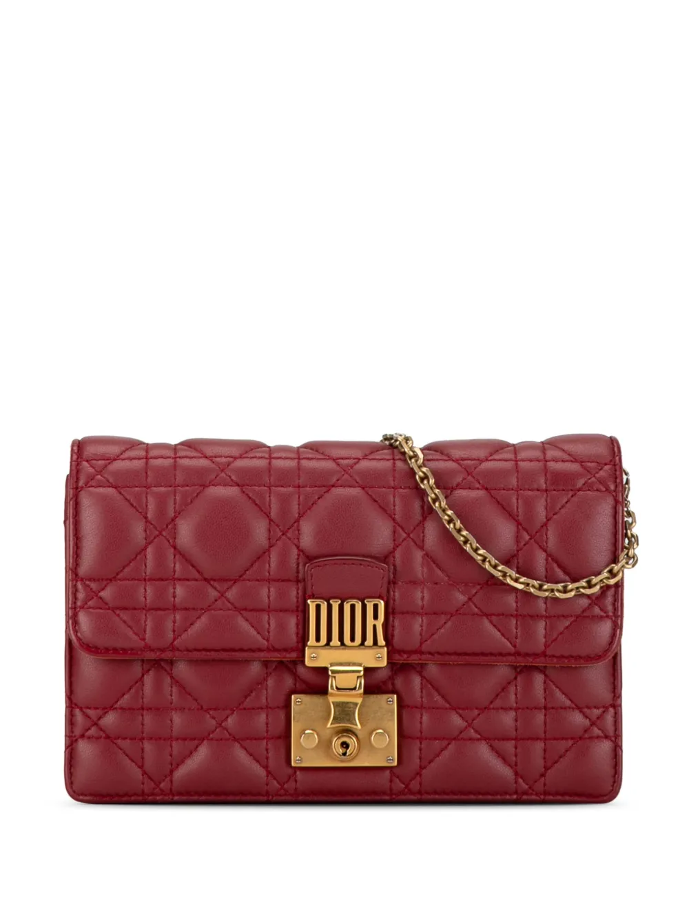 Christian Dior Pre Owned 2018 Lambskin Cannage DiorAddict Wallet On Chain Crossbody Bag Red FARFETCH