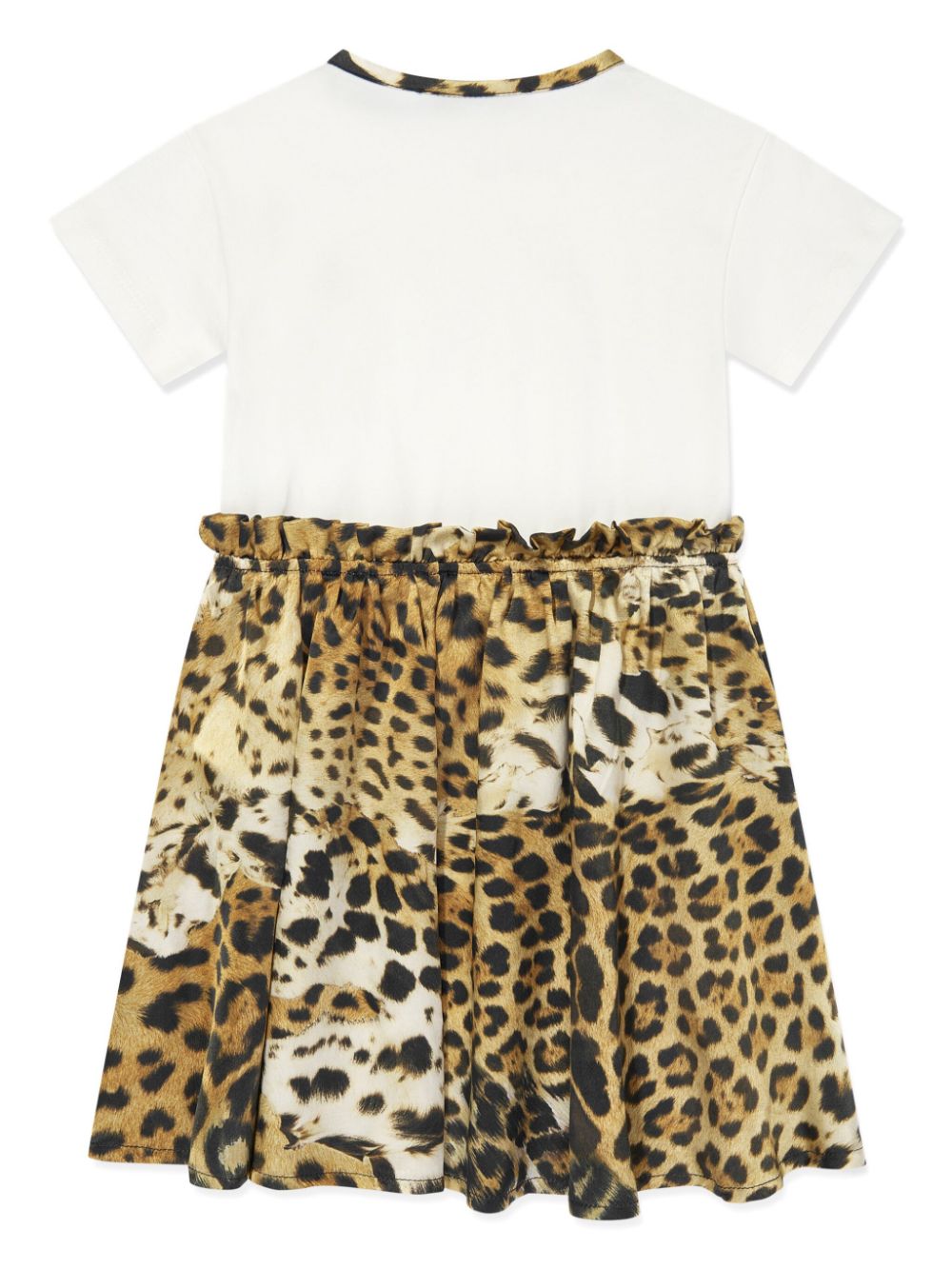 Roberto Cavalli Junior Jurk met geborduurd logo en luipaardprint - Wit