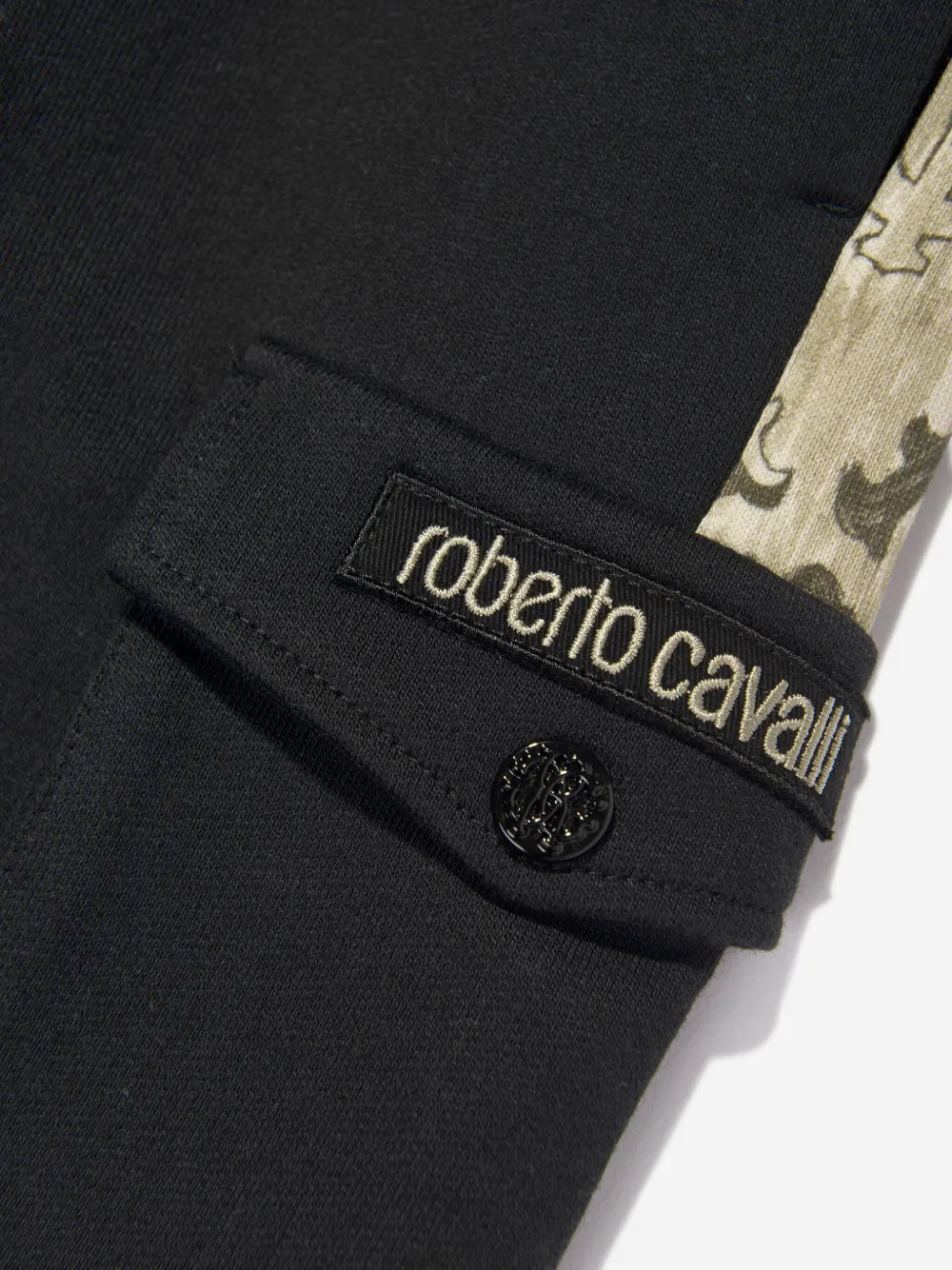Roberto Cavalli Junior Cargo trainingsbroek met zijstreep Zwart