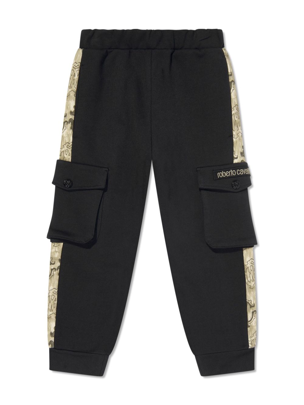 Roberto Cavalli Junior Cargo trainingsbroek met zijstreep - Zwart