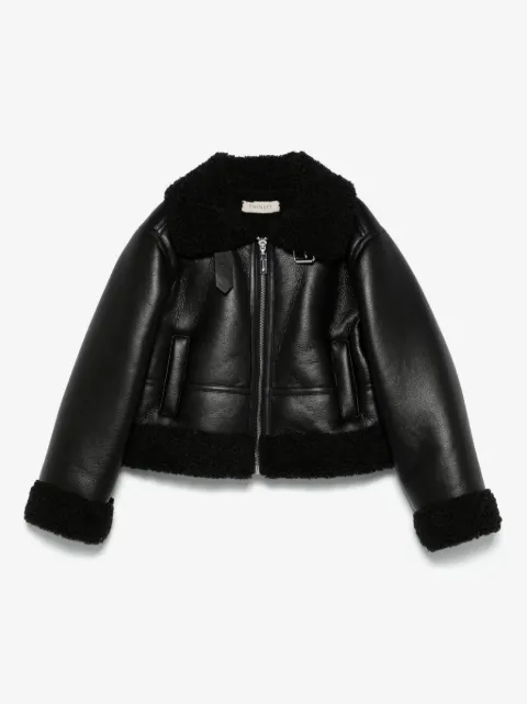 TWINSET Kids faux-leather aviator jacket