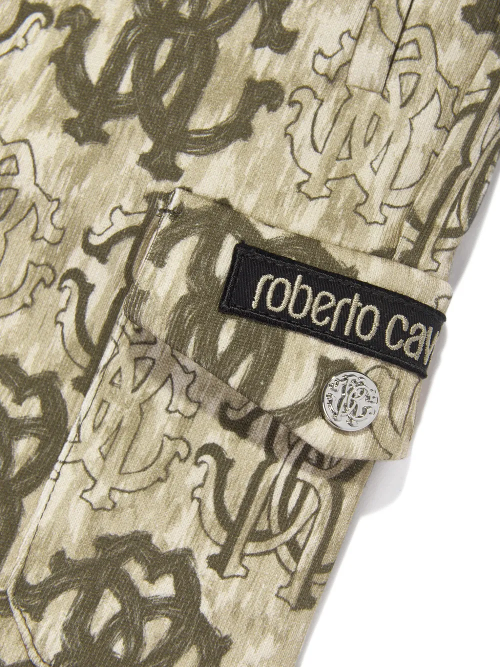 Roberto Cavalli Junior Cargo shorts met 3D monogramprint Bruin