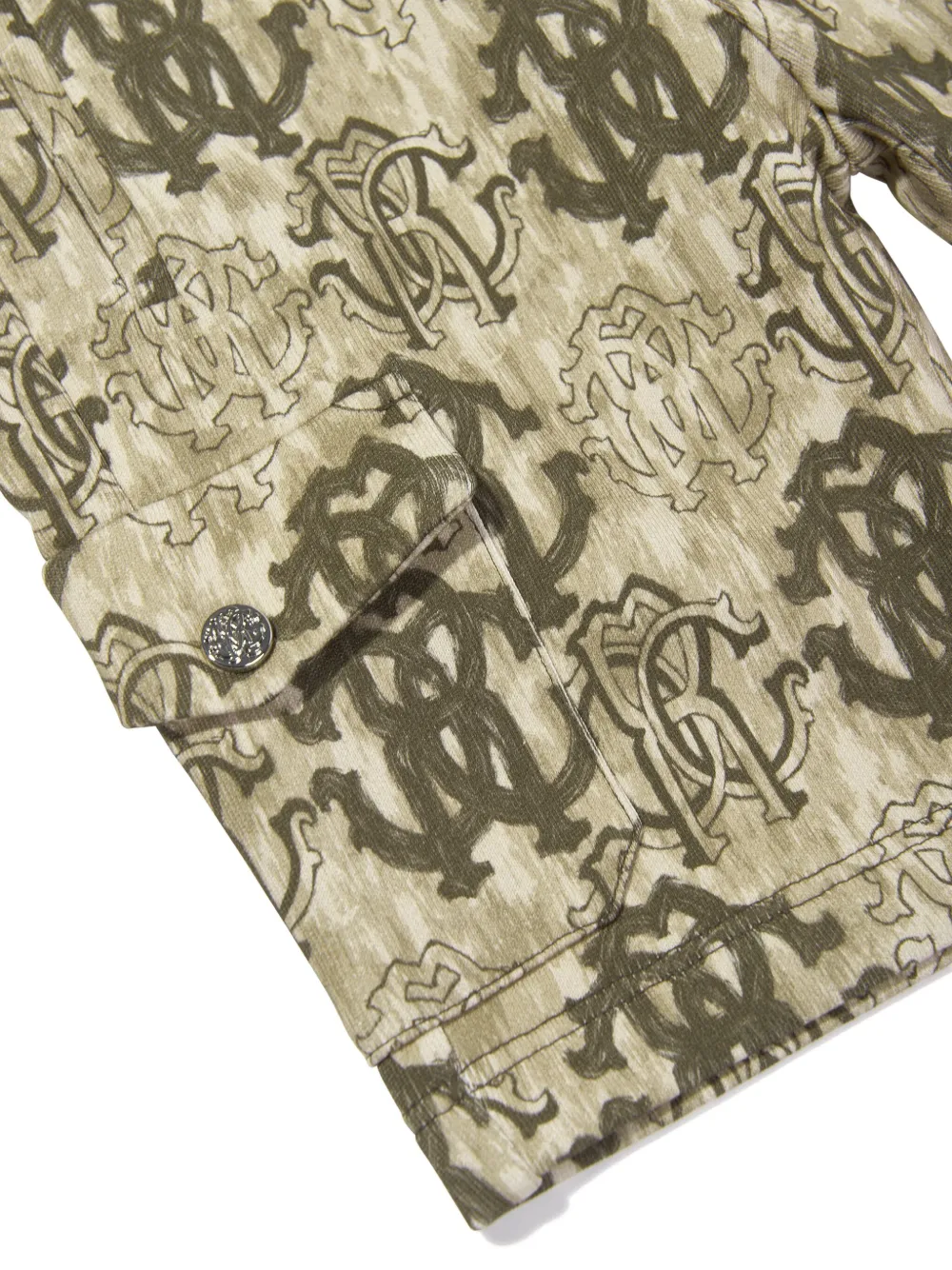 Roberto Cavalli Junior Cargo shorts met 3D monogramprint Bruin
