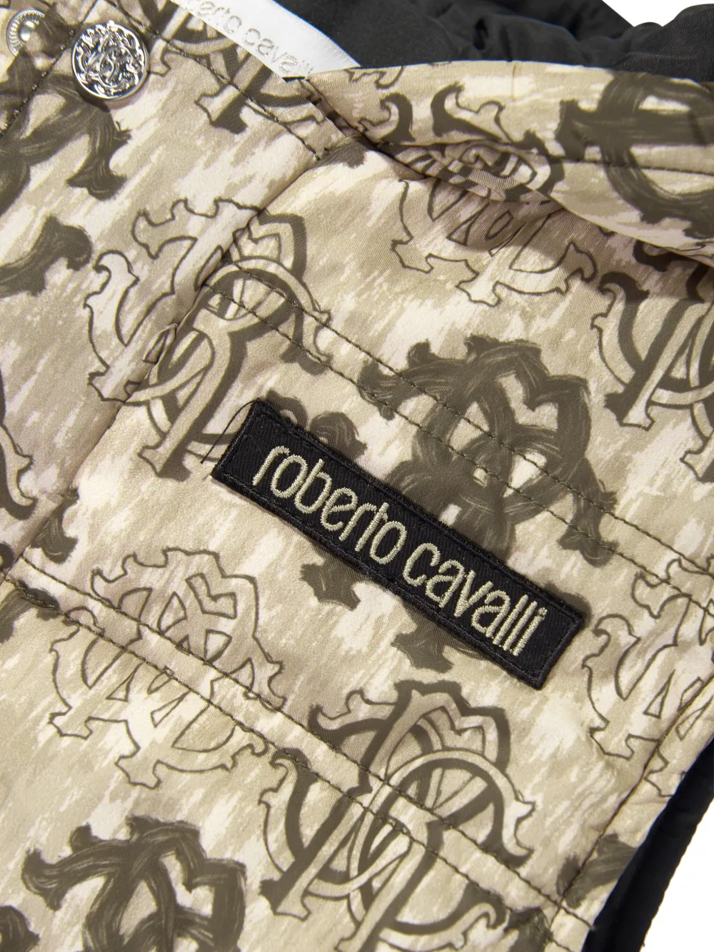 Roberto Cavalli Junior Gewatteerd bodywarmer met monogram-print Bruin