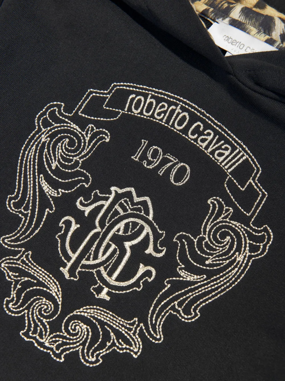 Roberto Cavalli Junior Hoodie met geborduurd logo Zwart