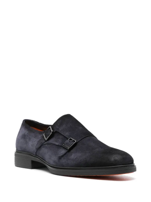 Santoni suede monk shoes